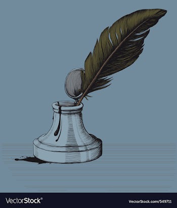  					Oldfashioned ink pen and a blot vector&nbsp;image														