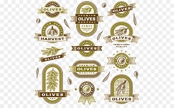 Olive Label Vintage Illustration - Gold hand painted olive label material 