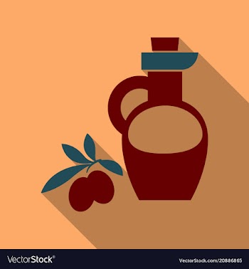 Olive oil in a glass bottle with handle and corck vector image