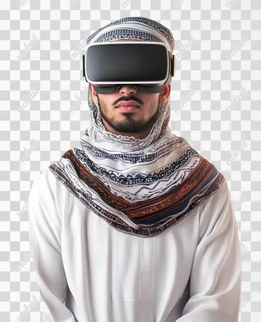 Omani Man in Dishdasha and Headset - PNG Illustration