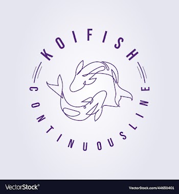 one continuous line couple fish logo icon