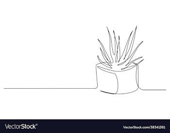 one continuous line drawing house plant in pot