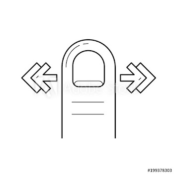 One-finger horizontal scroll vector line icon isolated on white background