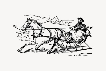 One horse open sleigh clipart, | Free Vector Illustration - rawpixel