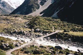 One of the bridges to Hooker Valley, Mount Cook, New Zealand.