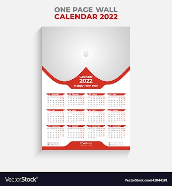 one page wall calendar 2022