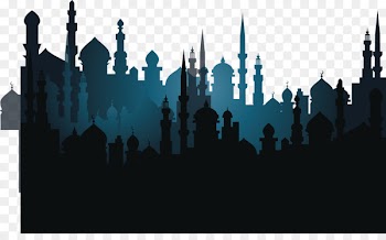 One Thousand and One Nights Night sky Illustration - Blue church building 