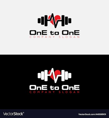 one-to-one gym logo with bar weights
