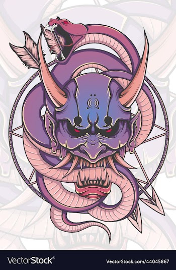 oni mask with snake