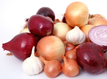 Onion and Garlic on White Surface