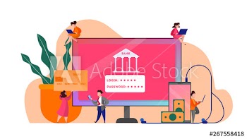 Online banking web banner concept