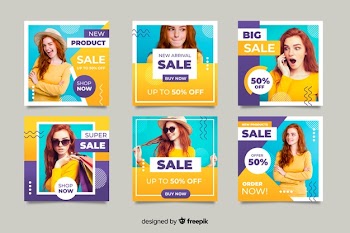 Online collection with promotional offers Free Vector