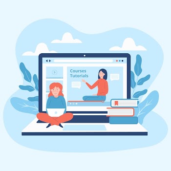 Online courses illustrated design Free Vector