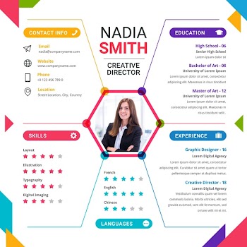 Online cv template with photo Free Vector