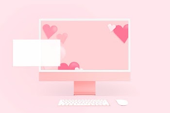 Online dating, pink hearts on computer | Free Photo - rawpixel