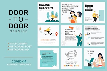 Online delivery  editable template psd door to door customer service