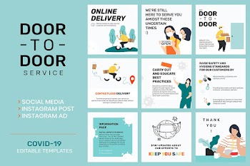 Online delivery vector template in new normal set