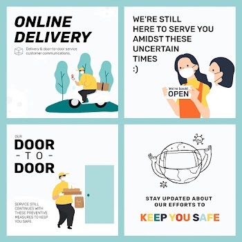 Online delivery vector template in new normal set