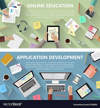  					Online education and app development concept vector&nbsp;image														