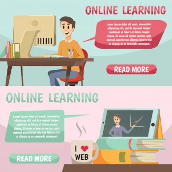 Online education orthogonal banners Free Vector