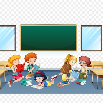Online game Equation Fruit Mathematics - Children in school reading vector illustration 