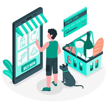 Online groceries concept illustration Free Vector