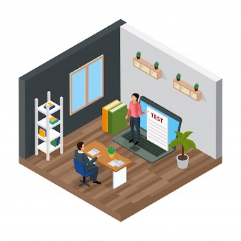 Online knowledge test isometric composition Free Vector
