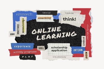 Online learning word, colorful ripped | Free PSD - rawpixel