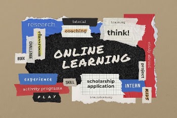 Online learning word, colorful ripped | Free PSD - rawpixel