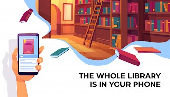 Online library app for reading banner Free Vector
