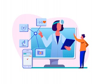 Online medical assistance illustration Free Vector