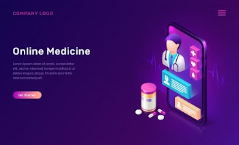 Online medicine isometric concept, telemedicine Free Vector