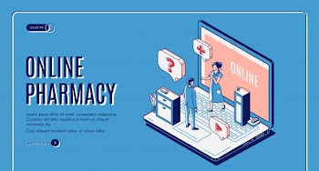 Online pharmacy isometric web banner Free Vector