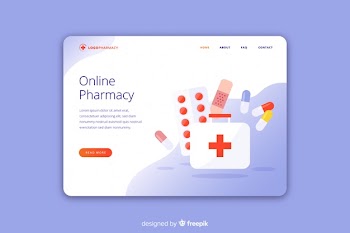 Online pharmacy landing page template Free Vector