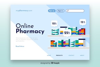 Online pharmacy landing page template Free Vector