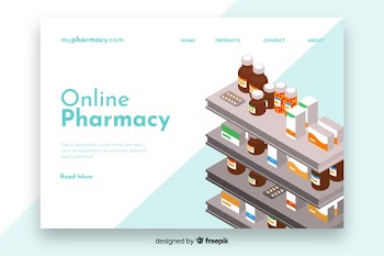 Online pharmacy landing page template Free Vector