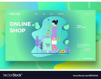 Online shop or ecommerce landing page template vector image