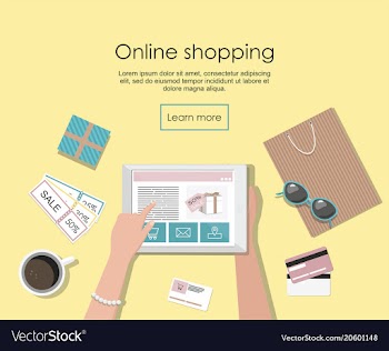 Online shopping banner with digital tablet vector image