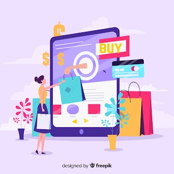 Online shopping concept for landing page Free Vector