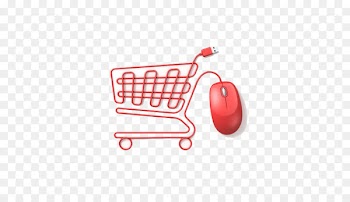 Online shopping E-commerce Sales - Red mouse shopping cart 