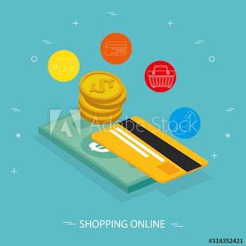 online store with credit card and design