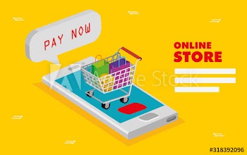 online store with smartphone and icons illustration design