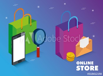 online store with smartphone and icons illustration design