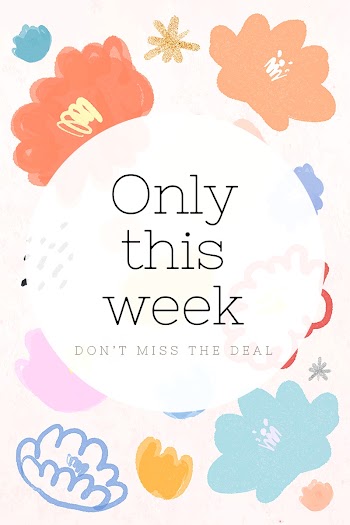 Only this week text promotion psd floral patterned background