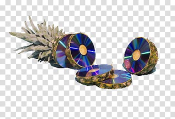 OO WATCHERS, compact discs and pineapple fruits transparent background PNG clipart