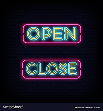 open and close neon signs style text
