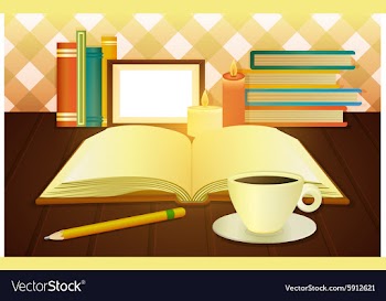Open book and cup of coffee vector image
