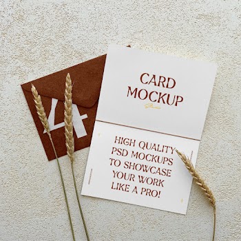 Open Card with Envelope Mockup