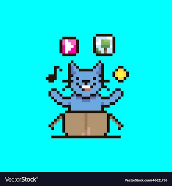open cardboard box cat juggling symbols overhead