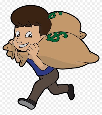 Open - Cartoon Guy With Money Bag